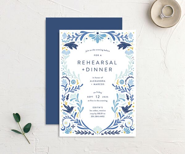 Folk Art Rehearsal Dinner Invitations front-and-back