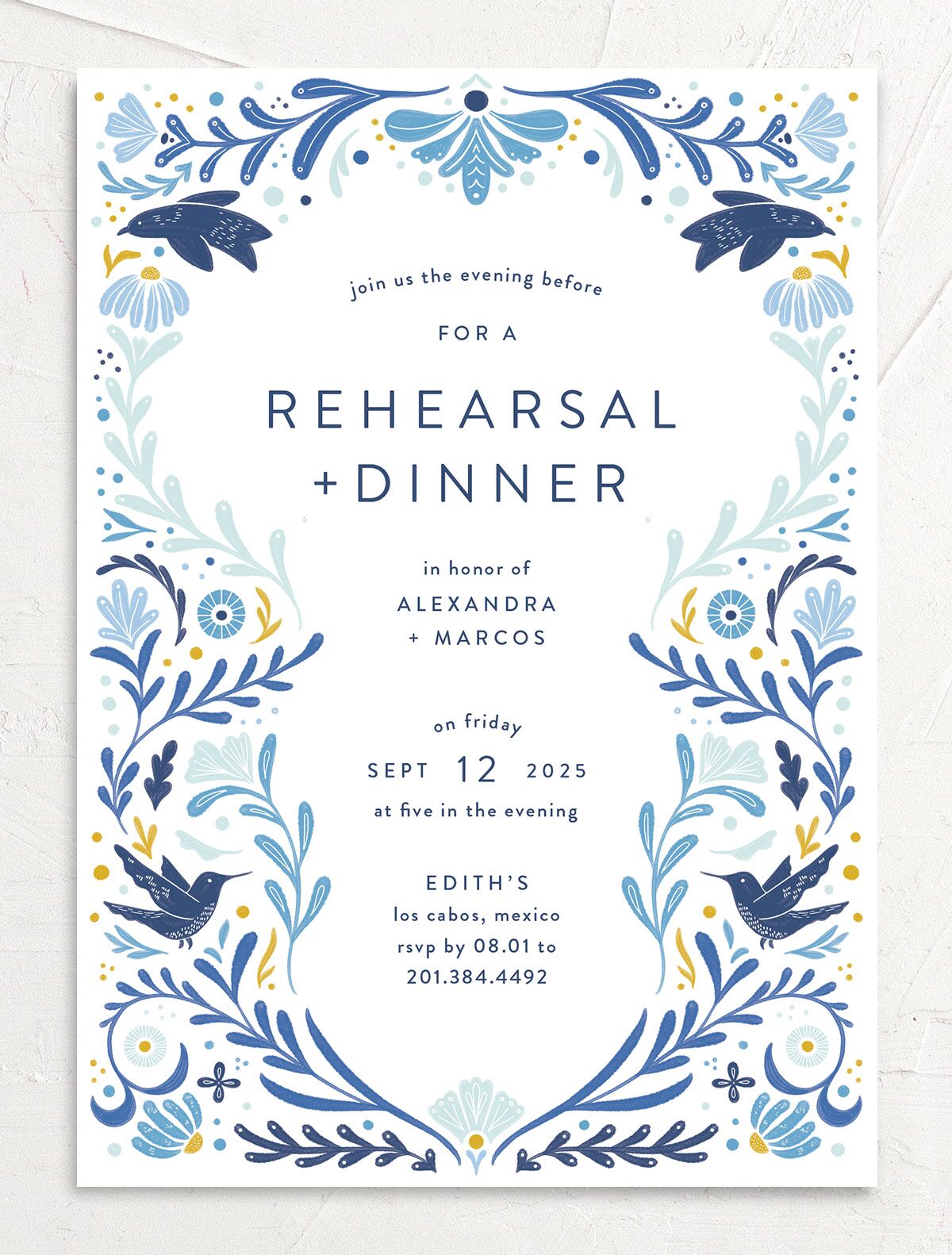 Folk Art Rehearsal Dinner Invitations front