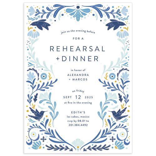 Folk Art Rehearsal Dinner Invitations Sapphire Signature