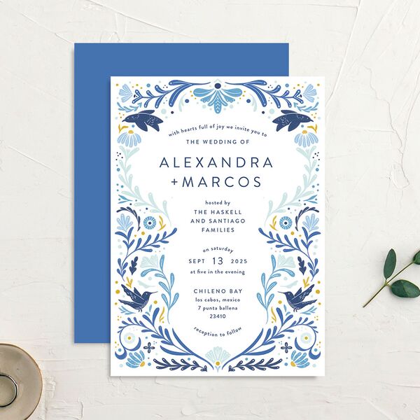 Folk Art Wedding Invitations Sapphire Signature No