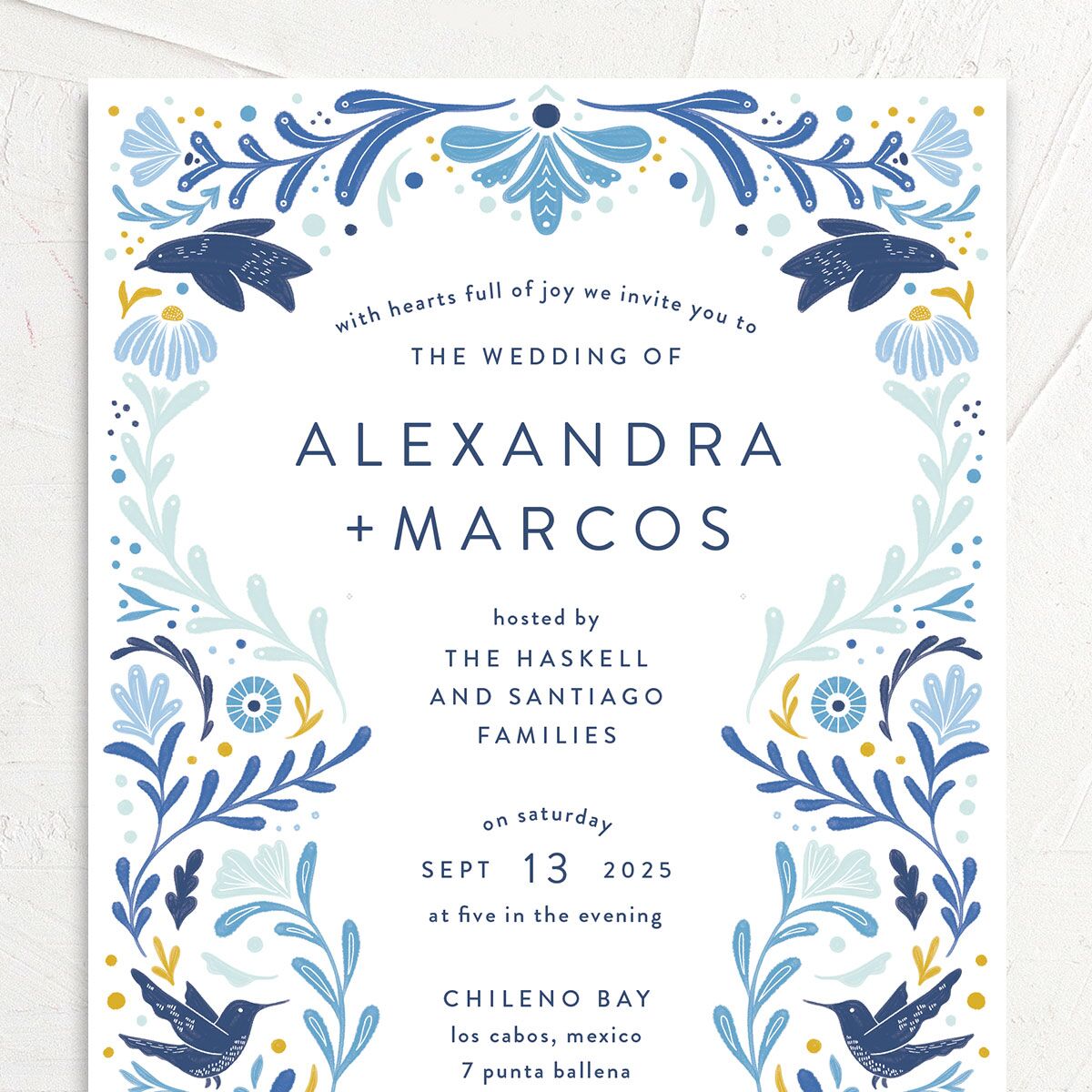 Folk Art Wedding Invitations Sapphire Signature No