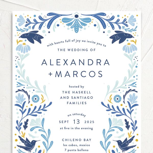 Folk Art Wedding Invitations Sapphire Signature No