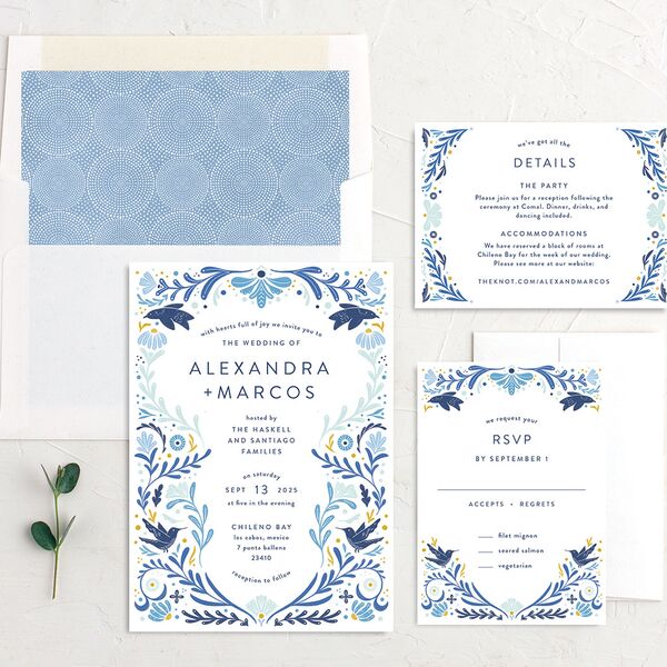 Folk Art Wedding Invitations Sapphire Signature No
