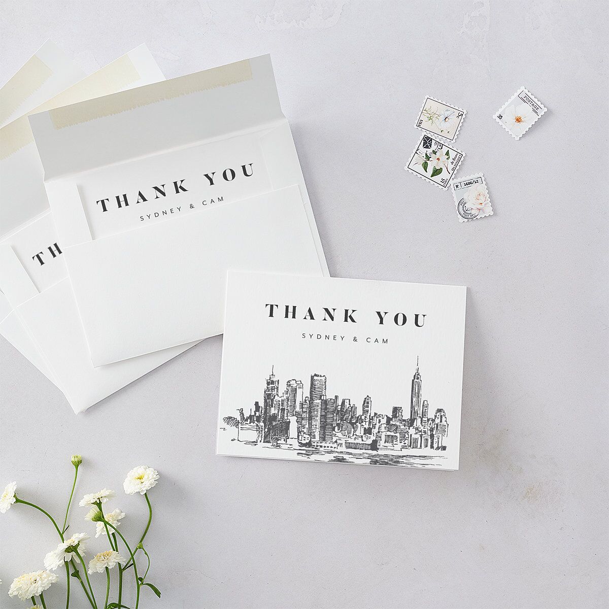 Love in NYC Thank You Cards Medieval Grey