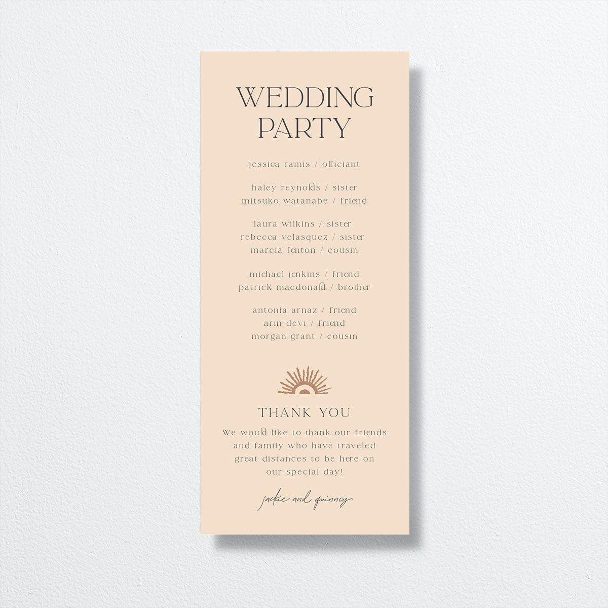 Rattan Sunshine Wedding Programs Gold Barely Peach Signature