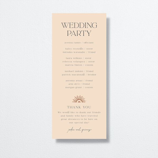 Rattan Sunshine Wedding Programs Gold Barely Peach Signature