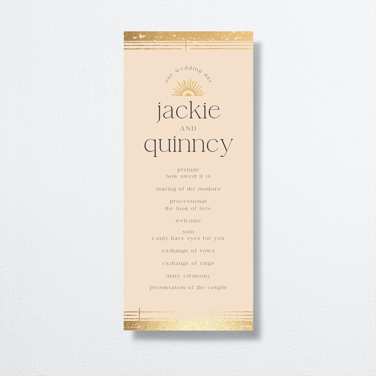 Rattan Sunshine Wedding Programs Gold Barely Peach Signature
