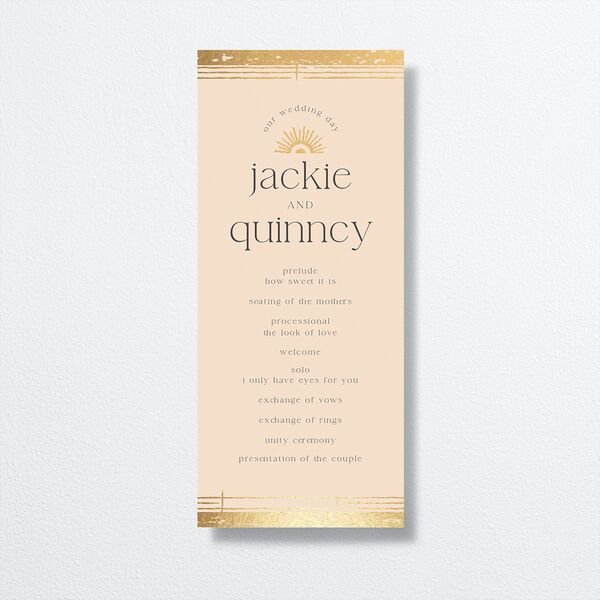 Rattan Sunshine Wedding Programs Gold Barely Peach Signature