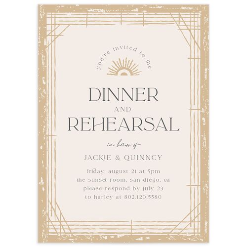 Rattan Sunshine Rehearsal Dinner Invitations Champagne Signature Blank