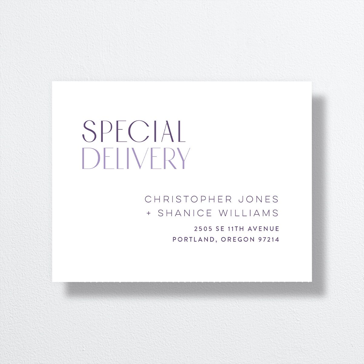 Real Talk All-in-One Wedding Invitations Sheer Lilac Signature Light Both Recipient and Return Addresses No