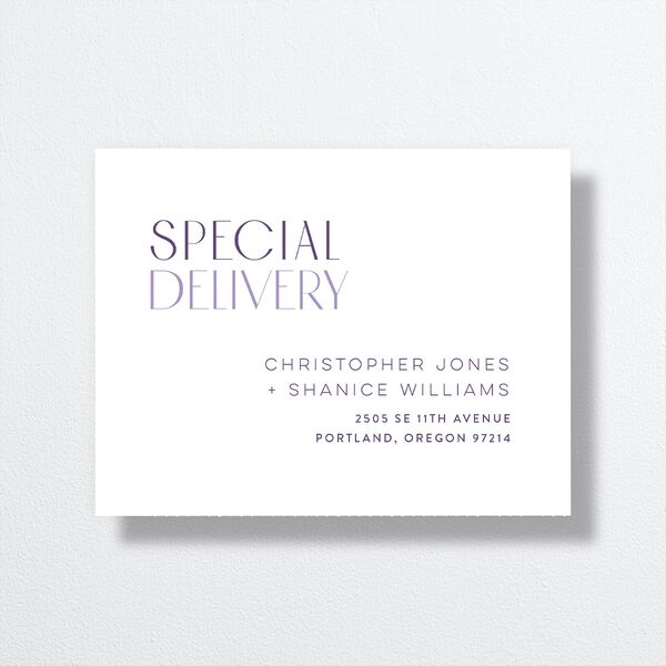 Real Talk All-in-One Wedding Invitations Sheer Lilac Signature Light Both Recipient and Return Addresses No