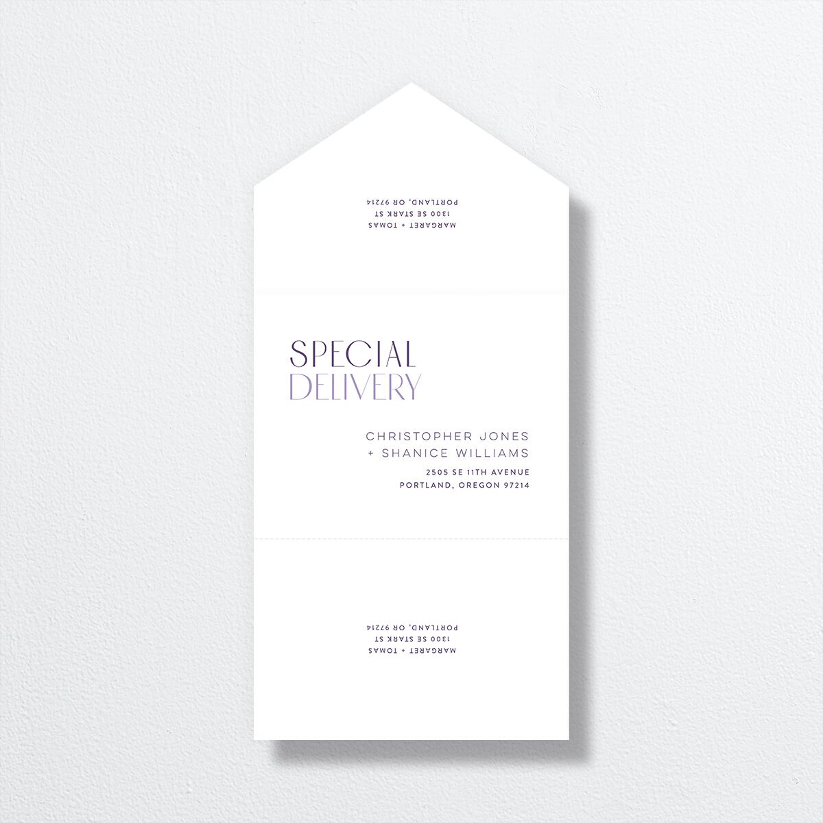 Real Talk All-in-One Wedding Invitations Sheer Lilac Signature Light Both Recipient and Return Addresses No