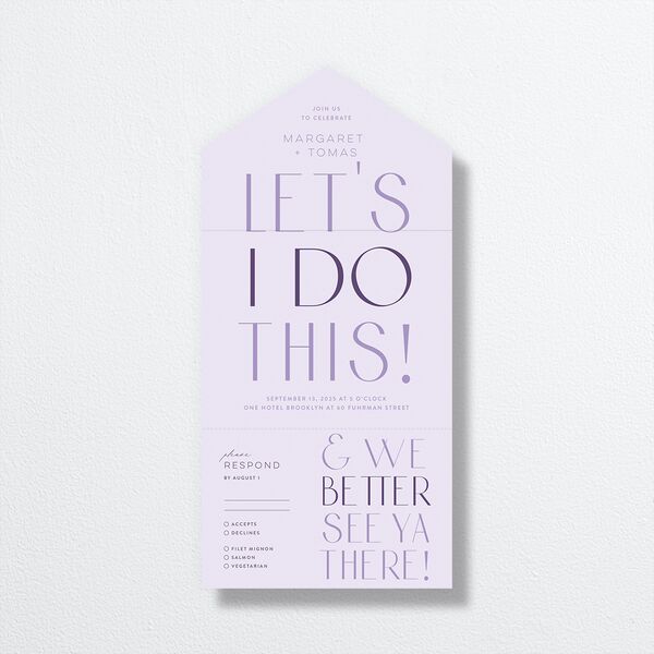 Real Talk All-in-One Wedding Invitations Sheer Lilac Signature Light Both Recipient and Return Addresses No