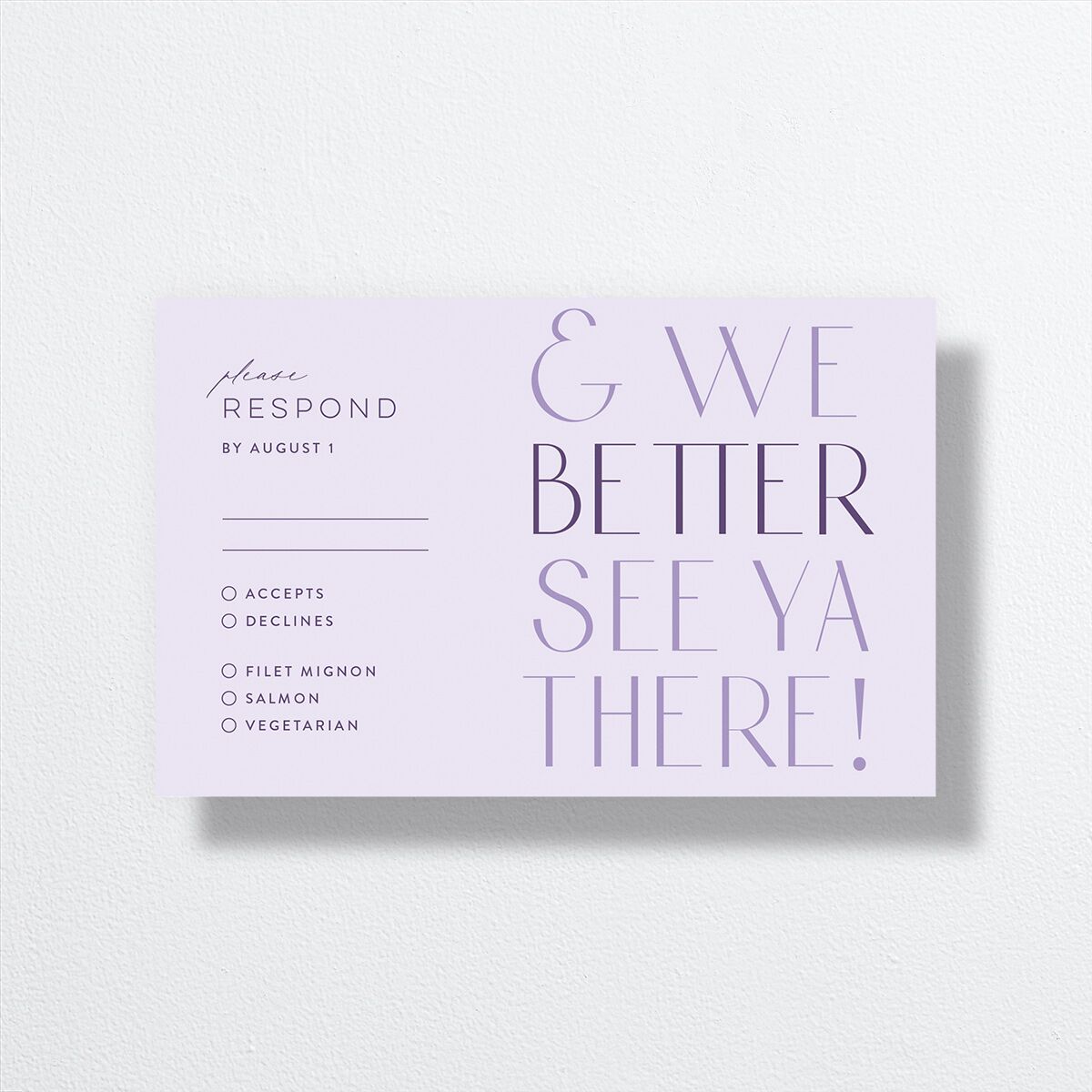 Real Talk All-in-One Wedding Invitations Sheer Lilac Signature Light Both Recipient and Return Addresses No