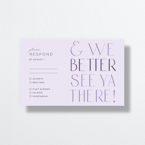 Real Talk All-in-One Wedding Invitations Sheer Lilac Signature Light Both Recipient and Return Addresses No