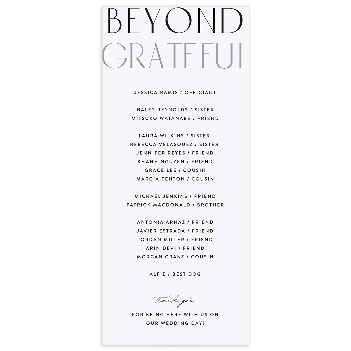 Real Talk Wedding Programs Cotton Signature