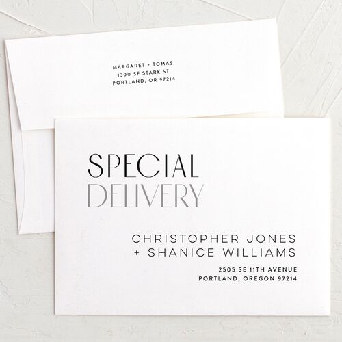Real Talk Rehearsal Dinner Invitation Envelopes White Standard Cotton Both Recipient and Return Addresses