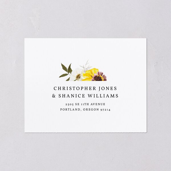 Pressed Flowers All-in-One Wedding Invitations Sunflower Signature Light Both Recipient and Return Addresses No