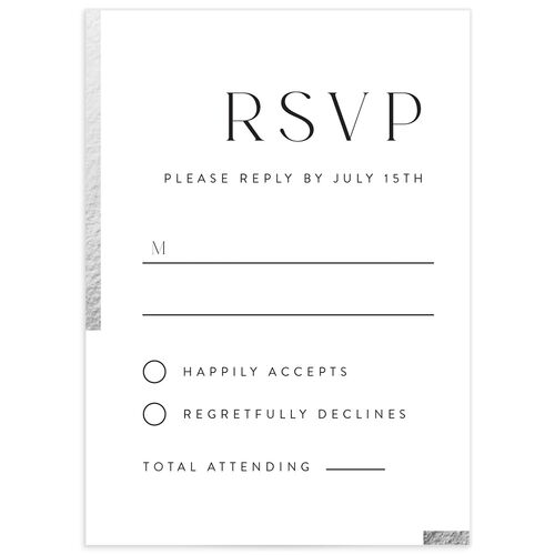 Bar Accent Wedding Response Cards Silver Pure White Signature