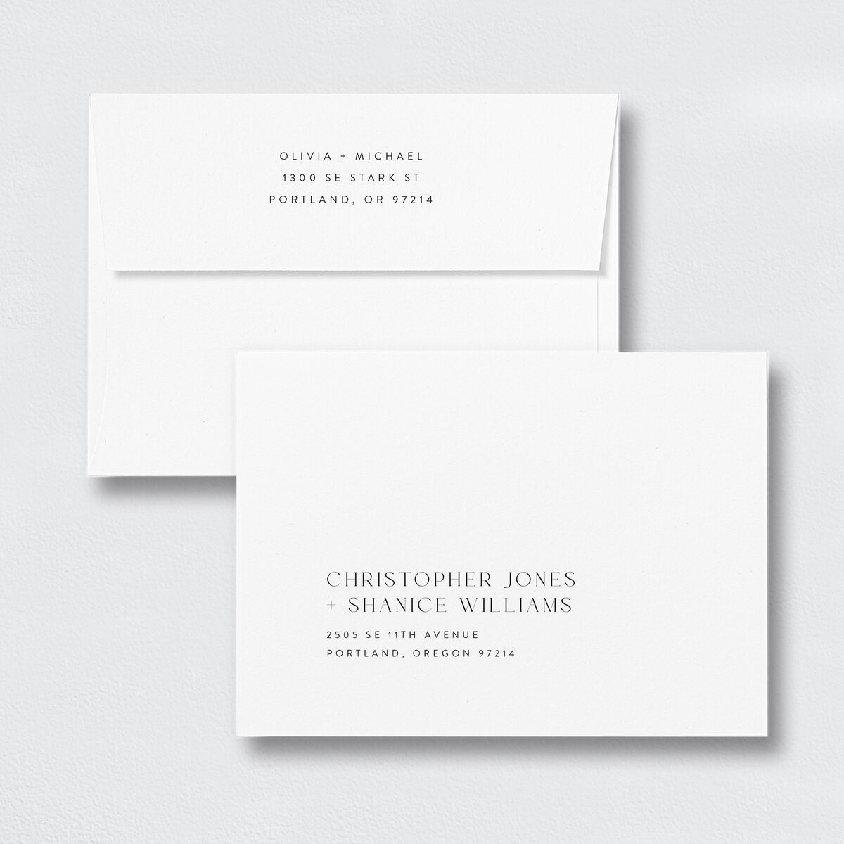 Bar Accent Save The Date Card Envelopes White Standard Pure White Both Recipient and Return Addresses Signature