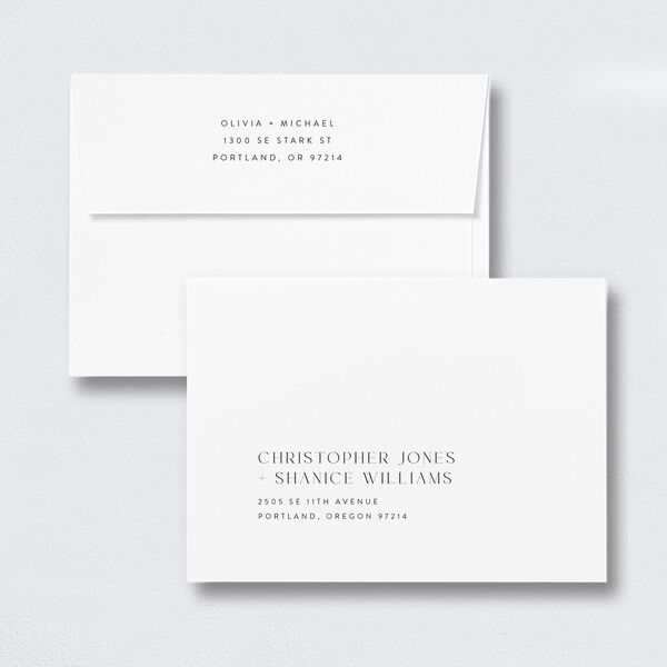 Bar Accent Save The Date Card Envelopes White Standard Pure White Both Recipient and Return Addresses Signature