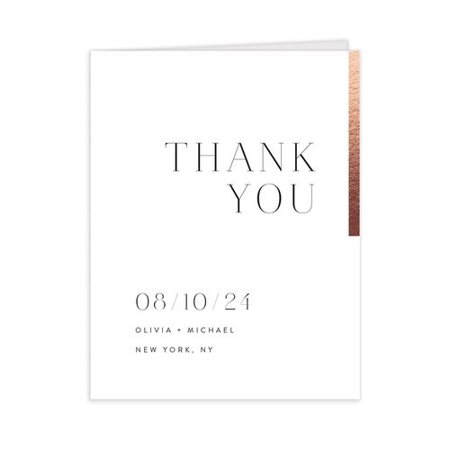 Bar Accent Thank You Cards Rose Gold Pure White