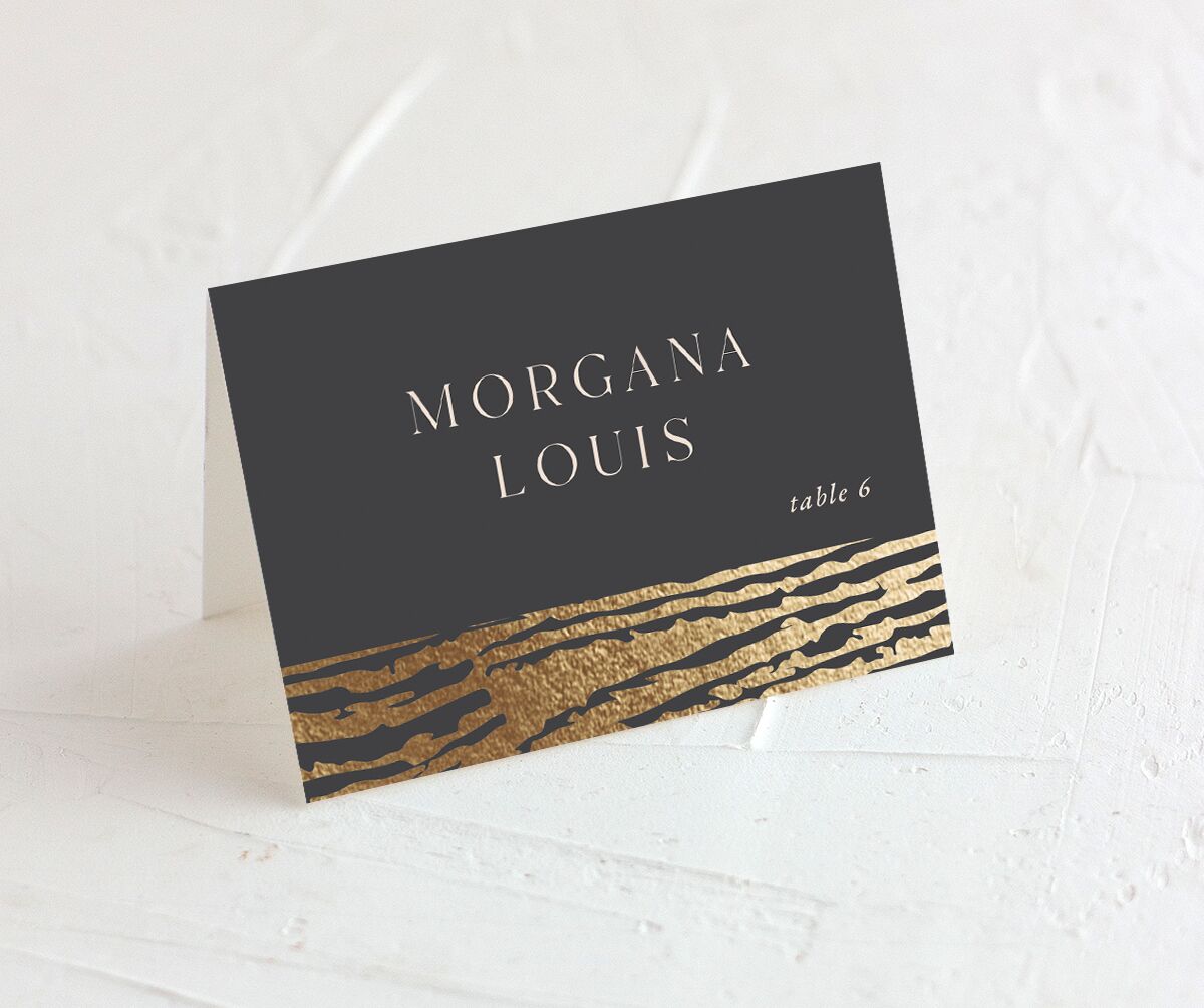 Gilded Rustic Place Cards Gold Charcoal Signature
