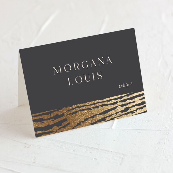 Gilded Rustic Place Cards Gold Charcoal Signature