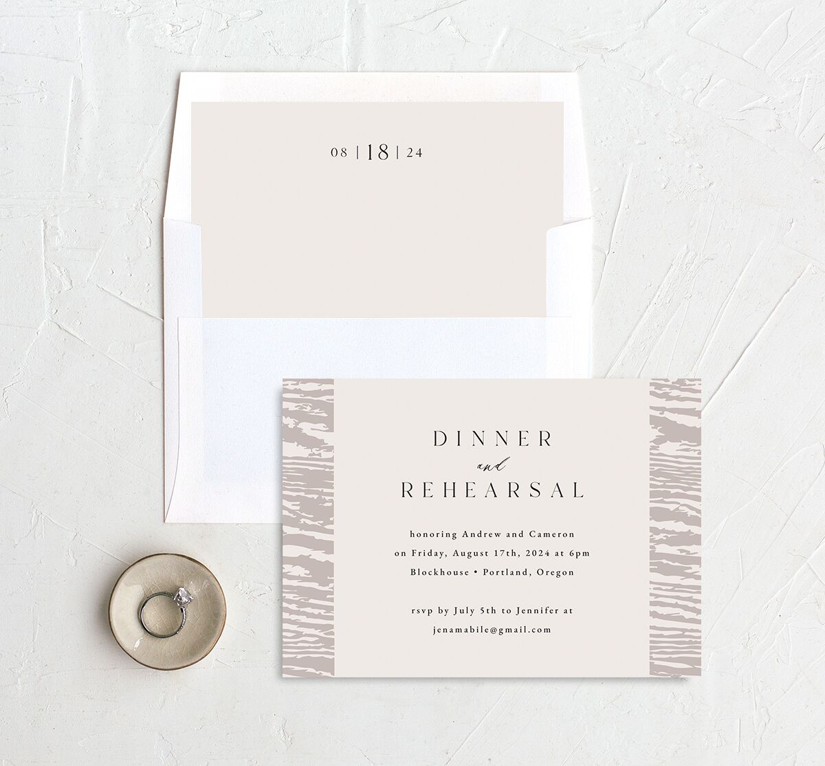 Gilded Rustic Rehearsal Dinner Invitations Champagne Signature
