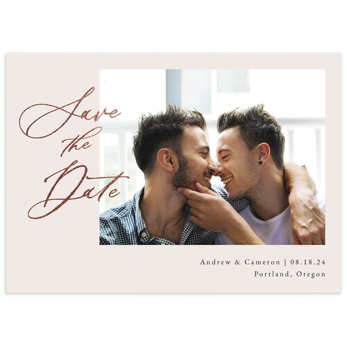 Gilded Rustic Save The Date Cards Rose Gold Champagne Signature smooth No