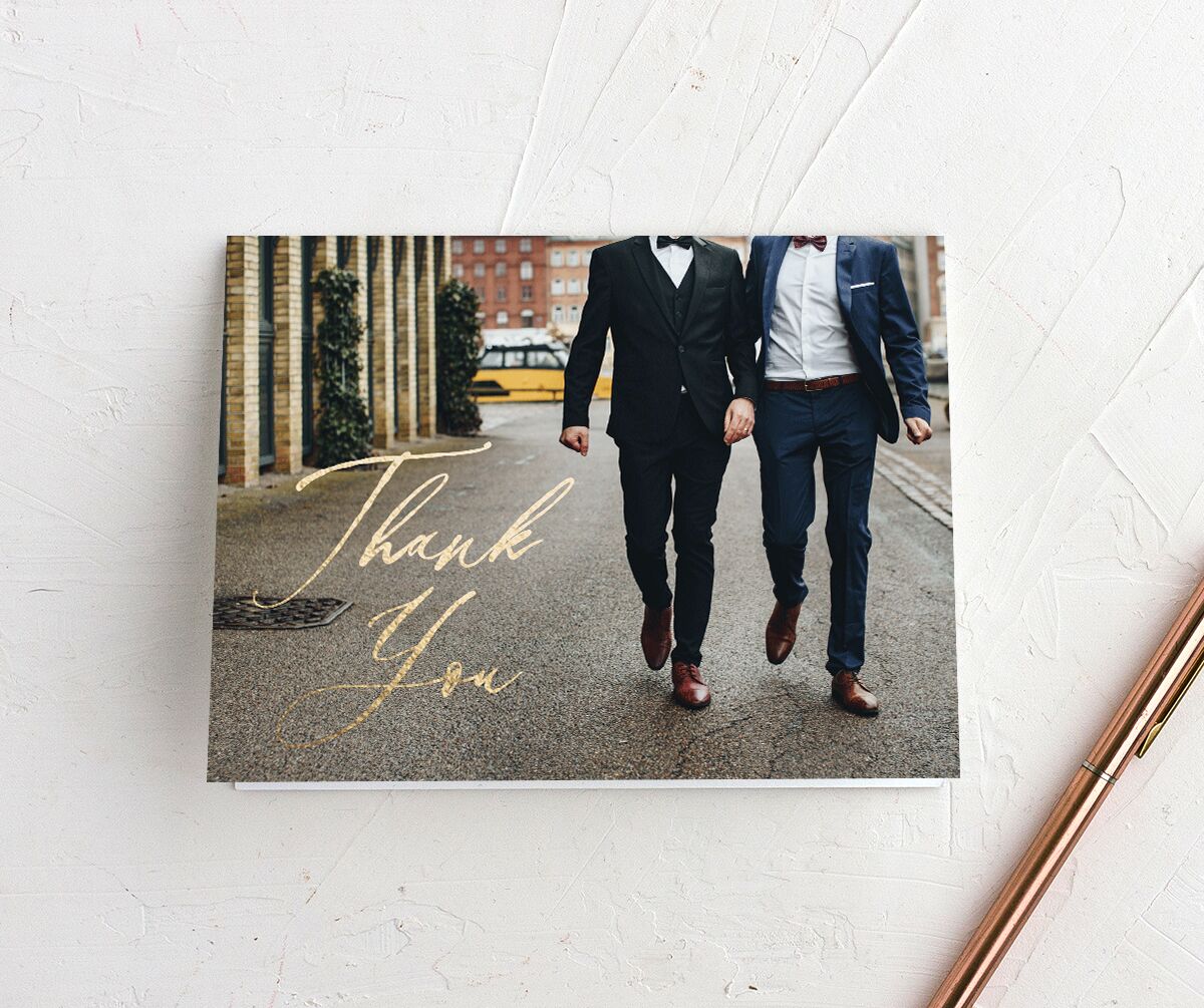 Gilded Rustic Thank You Cards Gold Charcoal