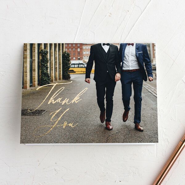 Gilded Rustic Thank You Cards Gold Charcoal