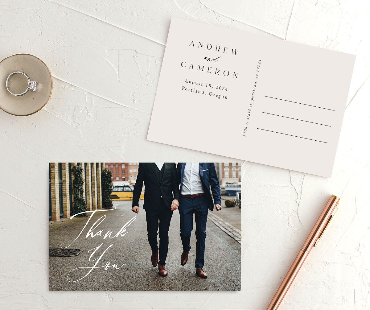 Gilded Rustic Thank You Postcards Champagne