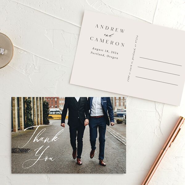 Gilded Rustic Thank You Postcards Champagne