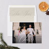Elegant Cheer Holiday Cards Pure White Signature Blank Landscape Standard