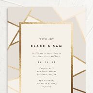 Geometric Patterns Wedding Invitations Gold Off-White Signature No