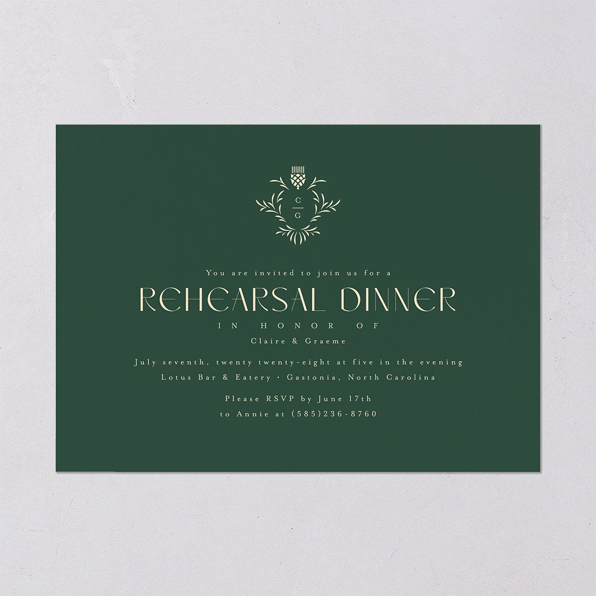Tartan Crest Rehearsal Dinner Invitations Moody Blue Signature Blank