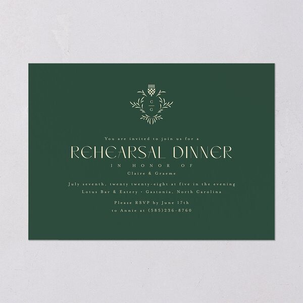 Tartan Crest Rehearsal Dinner Invitations Moody Blue Signature Blank