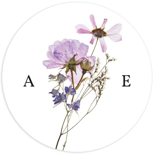 Pressed Flowers Wedding Stickers Purple Petal Sticker