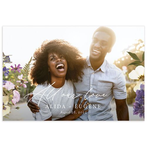 Pressed Flowers Thank You Postcards Purple Petal