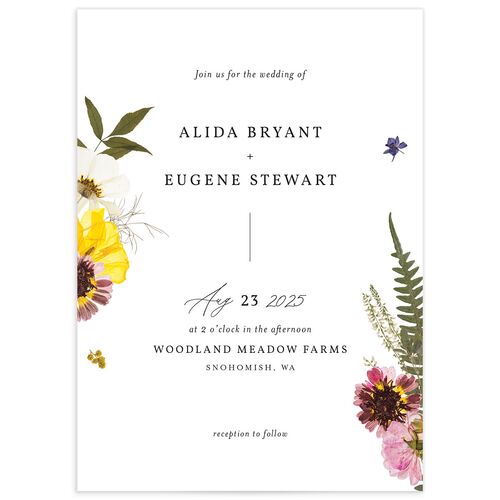 Pressed Flowers Wedding Invitations - Yellow