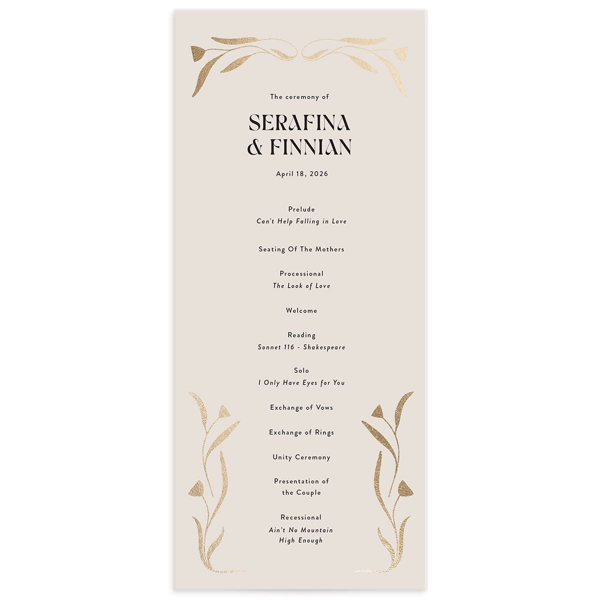Nouveau Vines Wedding Programs