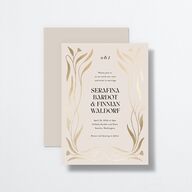 Nouveau Vines Wedding Invitations Gold Sand Signature No