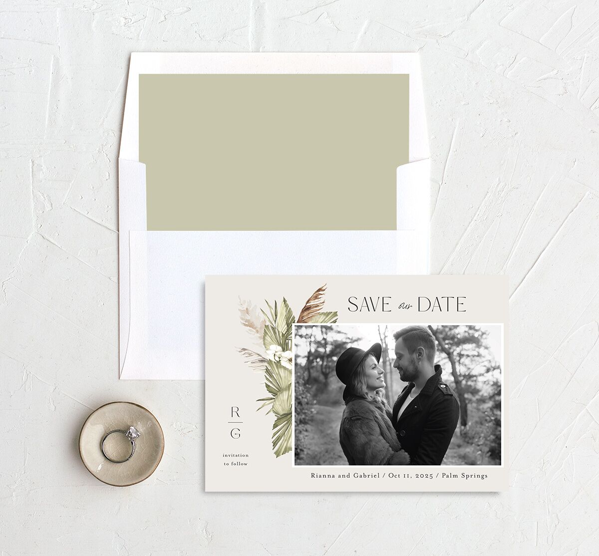 Bohemian Altar Save The Date Cards Pure White Signature smooth No