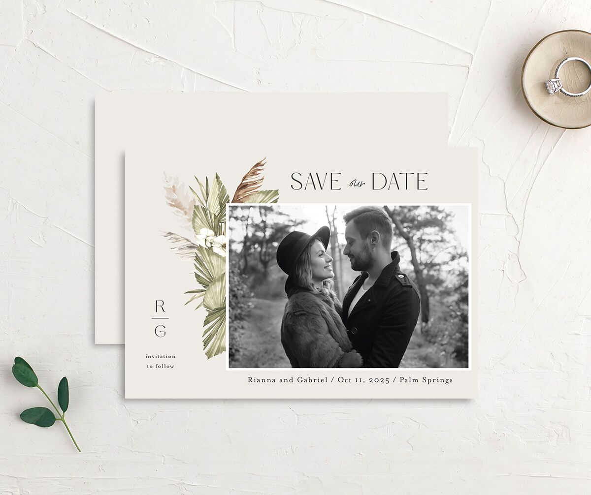 Bohemian Altar Save The Date Cards Pure White Signature smooth No