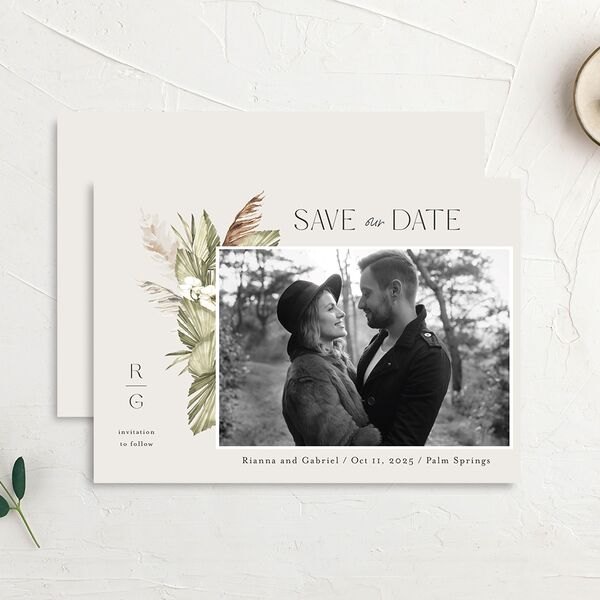 Bohemian Altar Save The Date Cards Pure White Signature smooth No