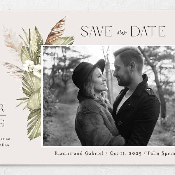 Bohemian Altar Save The Date Cards Pure White Signature smooth No