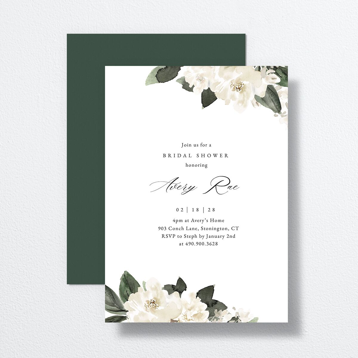 Floral Accent Bridal Shower Invitations Off-White Signature Standard