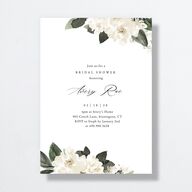 Floral Accent Bridal Shower Invitations Off-White Signature Standard