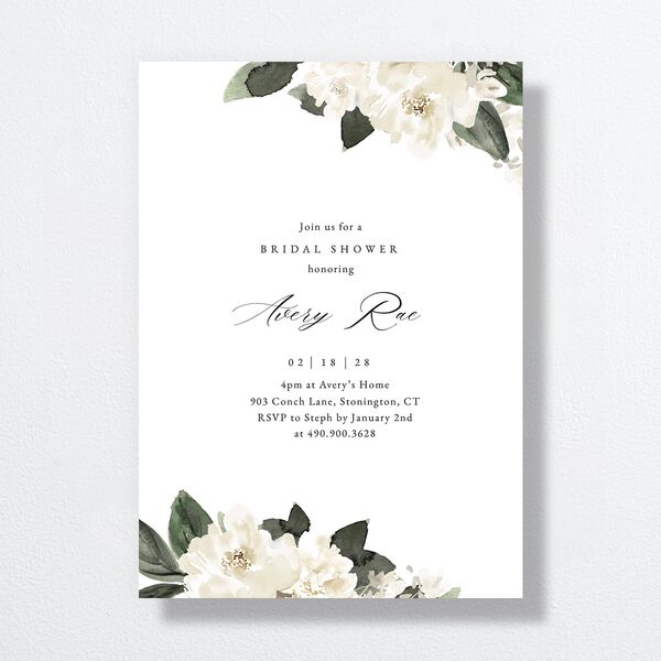 Floral Accent Bridal Shower Invitations Off-White Signature Standard